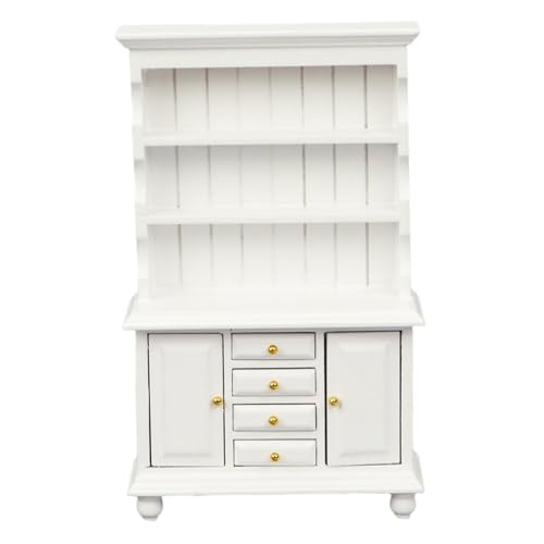 Trrymbbe Dollhouse Bookshelf 1:12 Skala Klassische hölzerne Miniatur -Bücherregal 4x6x1 winzige Puppenmöbel für DIY 1/12 Skala Dollhouse Decoration Accessoires, White Mini für Mini -Bücher von Trrymbbe