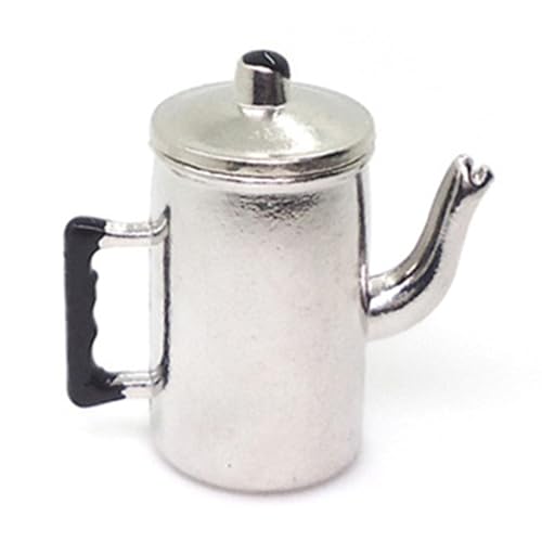 Trrymbbe Dollhouse -Kessel mit Handle und offenem Deckel, 1 12 -Skala -Puppenhauszubehör, Legierungsminiaturen, 1, 06x1.02 Kaffeekanne, Geschenke für Enthusiasten von Trrymbbe