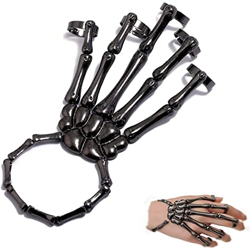 Trrymbbe Gotisches Schädelarmband mit Fingerringen übertreiben Skelett Handgurt Slave Armband Punk Ghost Klauen Ornamente Finger Skeleton Accessoires für Festival Cosplay Kostüm Trrymbbe Gotisches Schädelarmband mit Fingerringen übertreiben Skelett Handgurt Slave Armband Punk Ghost Klauen Ornamente Finger Skeleton Accessoires für Festival Cosplay Kostüm von Trrymbbe
