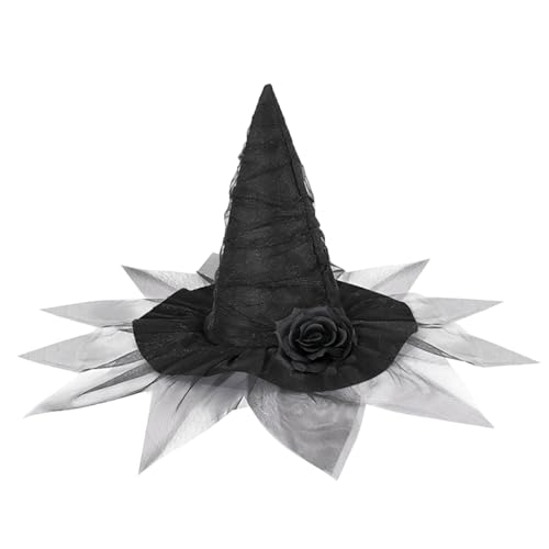 Trrymbbe Hexenhut 26, 8x13.4 Gothic Hexenhut mit Gaze & künstliche Blume für Frauen Halloween Cosplay Party, schwarze Hexenhüte für Frauen Trrymbbe Hexenhut 26, 8x13.4 Gothic Hexenhut mit Gaze & künstliche Blume für Frauen Halloween Cosplay Party, schwarze Hexenhüte für Frauen von Trrymbbe