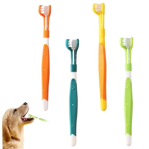 Trrymbbe Hundzahnbürste 4pcs 3 -Seiten -Zahnbürste für Hunde Zahnpflege mit weichen Borsten Katze mit langem Griff für kleine bis große Hunde Katzen, die Mundhund reinigen Trrymbbe Hundzahnbürste 4pcs 3 -Seiten -Zahnbürste für Hunde Zahnpflege mit weichen Borsten Katze mit langem Griff für kleine bis große Hunde Katzen, die Mundhund reinigen von Trrymbbe