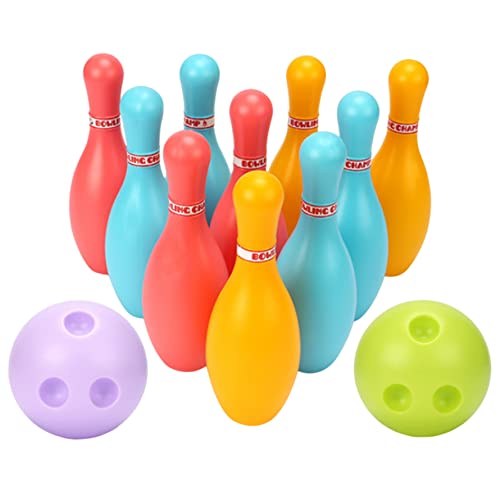 Trrymbbe Kid Bowling Set Indoor Outdoor Bowlingspiele für Kid Plastikspielzeug 10pins 2 Bälle für frühe Bildungsspielzeugs Kinder Set von Trrymbbe