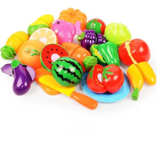 Trrymbbe Lebensmittel schneiden Spielzeug für Kinder Spielen Lebensmittel 18pcs/Set Spielzeug BPA kostenlos Obst Gemüse Spielzeugspiel Küche Accessoires für Mädchen Jungen Geschenk von Trrymbbe