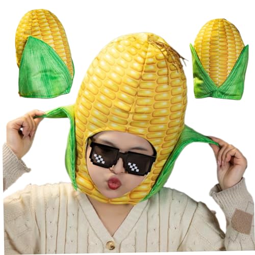 Trrymbbe Maishut 14x10 Zoll realistischer Mais -Cob -Cob -Hut -Baumwolle, Funny Clear Print süßes Kostüm für Ankleide, Cosplay, Halloweencorn von Trrymbbe