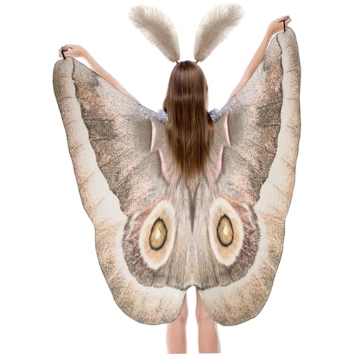 Trrymbbe Mottenkostüm, Halloween Butterfly Wing mit Federn Stirnbanddrucken auf beiden Seiten Mottenflügel -Umhang für Halloween oder Kostümparty Butterfly Cape Trrymbbe Mottenkostüm, Halloween Butterfly Wing mit Federn Stirnbanddrucken auf beiden Seiten Mottenflügel -Umhang für Halloween oder Kostümparty Butterfly Cape von Trrymbbe