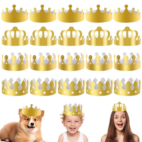Trrymbbe Papierkronen, 20pcs 4 Stile Goldkronenhut Cap für Geburtstagsfeier Babyparty Foto Requisiten König Crown Trrymbbe Papierkronen, 20pcs 4 Stile Goldkronenhut Cap für Geburtstagsfeier Babyparty Foto Requisiten König Crown von Trrymbbe