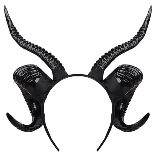 Trrymbbe Schaf Horn Stirnband Strukturierte Gothic Hörner Stirnband Schwarze glänzende Hörner 11.4x11.8in PP Cosplay für Teufel, Dämon, Halloween Party Sheep Horn Trrymbbe Schaf Horn Stirnband Strukturierte Gothic Hörner Stirnband Schwarze glänzende Hörner 11.4x11.8in PP Cosplay für Teufel, Dämon, Halloween Party Sheep Horn von Trrymbbe