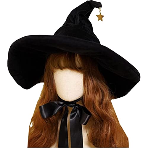 Trrymbbe Schwarzer Zauberer Hut für Frauen Mädchen Lolita Halloween Hexenhut mit großem Bim Cosplay Witch Party Kostüm Zauberer Performance Requisiten 1 Trrymbbe Schwarzer Zauberer Hut für Frauen Mädchen Lolita Halloween Hexenhut mit großem Bim Cosplay Witch Party Kostüm Zauberer Performance Requisiten 1 von Trrymbbe