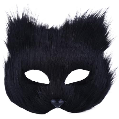 Trrymbbe Therian Maske, Halbgesichtsfuchsmaske, atmungsaktives Tier für erwachsene Kinder, weiches glattes Cosplay pelziger Kostüm für Maskerade Party Ostern Speldherianer von Trrymbbe
