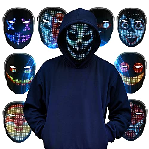 Trsaow LED Maske Halloween Maske mit APP Steuerung Einschließlich 70 Bilder, 45 Animationen Induktionsschalter DIY Muster Rhythmus Maske für Partys Karneval Geschenk Halloween Kostüm Masken Maskerade von Trsaow