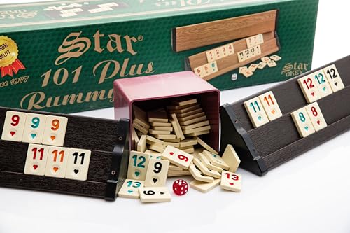 TruWare Just Camp Rummy Spiel Set aus Holz mit Melamin Steinen | Rommé Star Okey 101 Plus Gesellschaftsspiel Legespiel mit Würfel TruWare Just Camp Rummy Spiel Set aus Holz mit Melamin Steinen | Rommé Star Okey 101 Plus Gesellschaftsspiel Legespiel mit Würfel von TruWare Just Camp