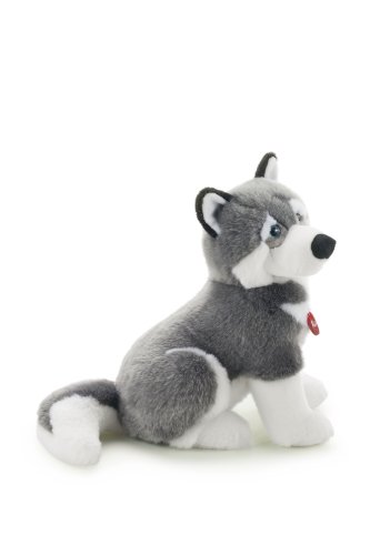 trudi 22273 Klassik Plüschhund Husky Marcus ca. 34 cm, Größe L, hochwertiges Stofftier mit weichen Materialien, Plüschtier mit realistischen Details, waschbar, Grau/Weiß von Trudi