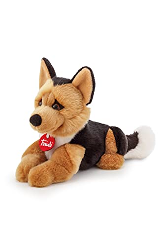 trudi 22323 Klassik Plüschtier Schäferhund Rusty ca. 28 cm lang, Größe S, hochwertiges Stofftier mit weichen Materialien und realistischen Details, waschbar, Kuscheltier für Kinder, Braun/Schwarz von Trudi