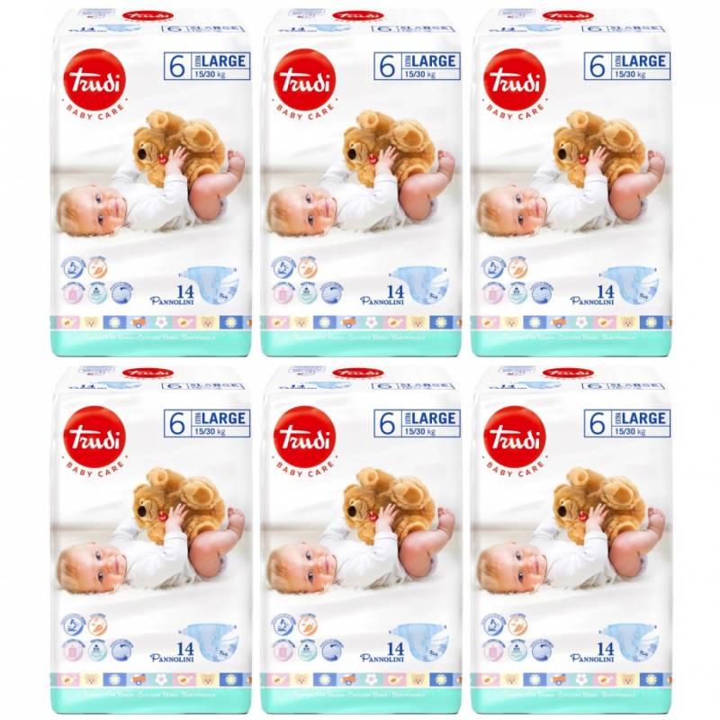 Trudi Dry Fit Windelset 15-30 Kg Größe 6 ExtraLarge 6 Packungen mit 14 Stück von Trudi