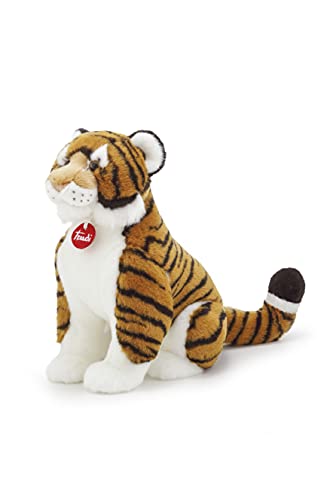 Trudi Tiger Bruce Exotisches Plüsch Tiger Maskottchen, Weihnachts- und Geburtstagsgeschenk. | 17x31x24cm Grosse M | Tropische exotische Tiere | Modell 27137 von Trudi