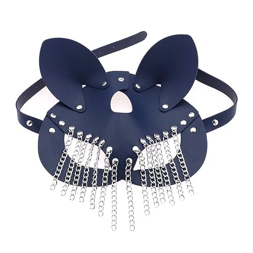 Trufolxiaz Europäische Und Amerikanische Punkstil Roman Kette Ledermaske Party Masquerade Party Männer Und Frauen Dekorative Maske Augenmaske Halbgesicht Punk Maske Kostüm Mit Kettenquasten von Trufolxiaz
