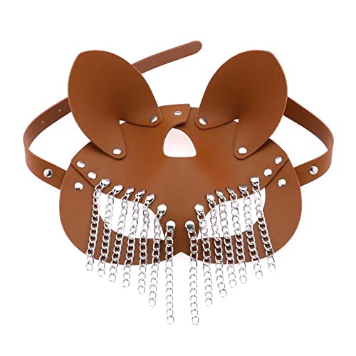 Trufolxiaz Europäische Und Amerikanische Punkstil Roman Kette Ledermaske Party Masquerade Party Männer Und Frauen Dekorative Maske Augenmaske Halbgesicht Punk Maske Kostüm Mit Kettenquasten von Trufolxiaz