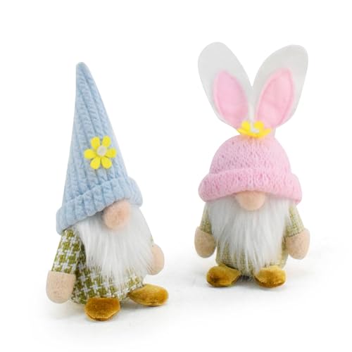 Trufolxiaz Packung Mit 2 Handgefertigten Easters Gnomes Figuren Plüsch Puppen Frühlingshasen Ohrdesigns Für Haus Und Partytischdekorationen Bunnies Ohrnuss Dolls von Trufolxiaz