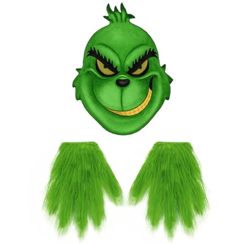 TrukD Grün Monster Maske The Grinch Maske Kostüm mit grünem Weihnachten Cosplay Party Halloween-Cosplay-Kostüm-Zubehör TrukD Grün Monster Maske The Grinch Maske Kostüm mit grünem Weihnachten Cosplay Party Halloween-Cosplay-Kostüm-Zubehör von TrukD