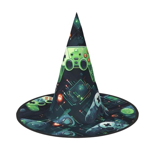 Trukd Gruselhut, Halloween-Hexe, Gamepad, Circuit-Version, Hut für festliche Kopfbedeckungen, Cosplay-Partys, Schwarz von Trukd
