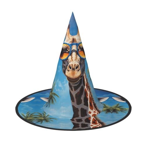Trukd Gruselhut, Halloween-Hexe, Giraffe mit Sonnenbrille, Hut für festliche Kopfbedeckung, Cosplay-Party, Schwarz von Trukd