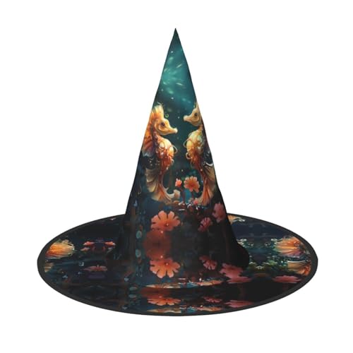 Trukd Gruselhut, Halloween-Hexe, schönes Seepferdchen-Hut für festliche Kopfbedeckung, Cosplay-Party, schwarz von Trukd