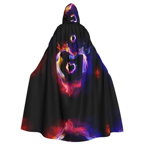 Trukd Niedlicher Pinguin-Umhang mit Kapuze, Halloween-Weihnachtsumhang, Sensenmann, Vampir-Hexe, 147,3 cm, Schwarz, Mehrfarbig, Herz, One size von Trukd