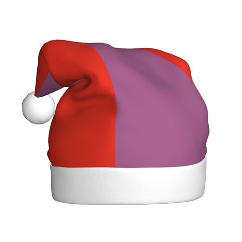 Trukd Weihnachtsmütze, einfarbig, Weinrot, Weihnachtsmannmütze für Erwachsene, Unisex, Samt, Pelz, Weihnachtsmütze für Neujahr, festliche Party von Trukd