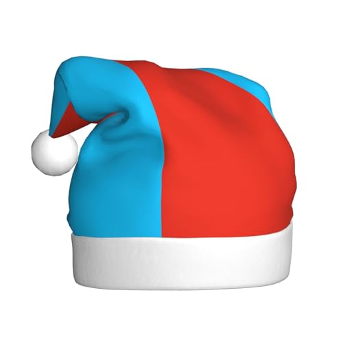 Trukd Weihnachtsmütze, einfarbig, hellblau, Weihnachtsmannmütze für Erwachsene, Unisex, Samt, Pelz, Weihnachtsmütze für Neujahr, festliche Party von Trukd