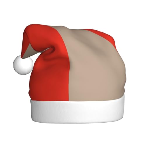 Trukd Weihnachtsmütze, einfarbig, hellbraun, Weihnachtsmannmütze für Erwachsene, Unisex, Samt, Pelz, Weihnachtsmütze für Neujahr, festliche Party von Trukd