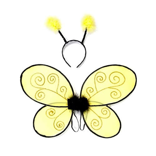 Trullala Bienenflügel-Set mit Fühlern, Bienenkostüm, 40 cm, in gelb von Great Pretenders