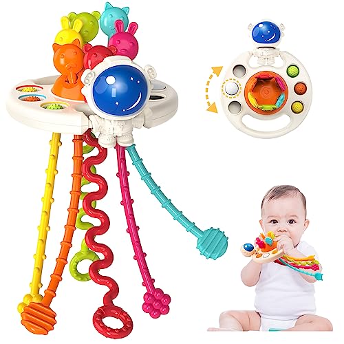 Trulloyoo Montessori Spielzeug für Babys Silikon Zugschnur Spielzeug für Kleinkinder Spielzeug Jungen Mädchen in Lebensmittelqualität (Astronaut) von Trulloyoo
