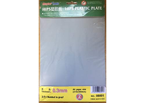 Master Tools 758001 Kunststoffplatte, 0,3 mm, 210x300 mm, Hips-Material, 2 Stück von Trumpeter