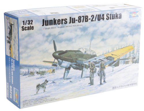 Trumpeter 003215-1/32 Junkers Ju-87 B2/U4 Stuka Flugzeug, Grau, Silber, Weiß von Trumpeter