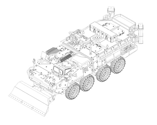 Trumpeter Genérico 07456 - M1132 Stryker Engineer Squad Vehicle With Lwmr-Mine Roller/Sob - Maßstab 1/72 - Montagekasten aus Kunststoff von Trumpeter