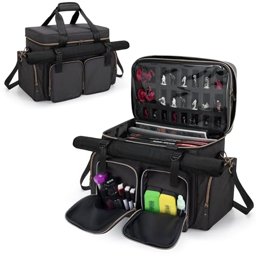 Trunab Tabletop RPG Abenteurer Tasche Kompatibel mit Dungeons und Dragons, DND Reisetasche mit Schaumstoff-Lagerungsraum, Würfel- und Token-Taschen und Battle Map Träger von Trunab