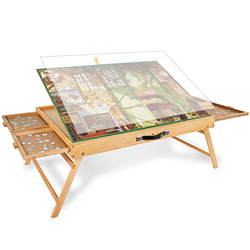 1500 Stück Tragbarer Puzzletisch mit Beinen, 64 x 87 cm Verstellbares Holz-Puzzlebrett mit 4 Schubladen & Abdeckung, Geburtstagsgeschenk für Mama, 3-Neigungswinkel Puzzle-Tisch für Erwachsene 1500 Stück Tragbarer Puzzletisch mit Beinen, 64 x 87 cm Verstellbares Holz-Puzzlebrett mit 4 Schubladen & Abdeckung, Geburtstagsgeschenk für Mama, 3-Neigungswinkel Puzzle-Tisch für Erwachsene von Truwheelz