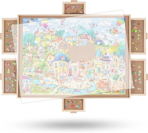 2000 Teile rotierendes Puzzlebrett mit 6 Schubladen und Abdeckung, 72,4 x 102 cm tragbarer Holzpuzzletisch für Erwachsene, Lazy Susan Spinning Puzzle Boards Mama 2000 Teile rotierendes Puzzlebrett mit 6 Schubladen und Abdeckung, 72,4 x 102 cm tragbarer Holzpuzzletisch für Erwachsene, Lazy Susan Spinning Puzzle Boards Mama von Truwheelz