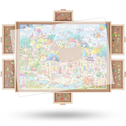 Truwheelz 2000 Teile rotierendes Puzzlebrett mit 6 Schubladen und Abdeckung, 72.4 x 102 cm tragbarer hölzerner Puzzletisch, Lazy Susan Spinning Puzzle Boards Mama Truwheelz 2000 Teile rotierendes Puzzlebrett mit 6 Schubladen und Abdeckung, 72.4 x 102 cm tragbarer hölzerner Puzzletisch, Lazy Susan Spinning Puzzle Boards Mama von Truwheelz