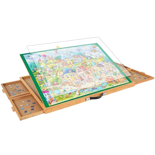 Truwheelz Verstellbares Puzzlebrett mit 4 Schubladen und Abdeckung - 3-Kippwinkel-Puzzletisch aus Holz für Erwachsene 63 x 86 cm Puzzle Puzzle Tischplatte Staffelei Geburtstagsgeschenk für Mama Truwheelz Verstellbares Puzzlebrett mit 4 Schubladen und Abdeckung - 3-Kippwinkel-Puzzletisch aus Holz für Erwachsene 63 x 86 cm Puzzle Puzzle Tischplatte Staffelei Geburtstagsgeschenk für Mama von Truwheelz