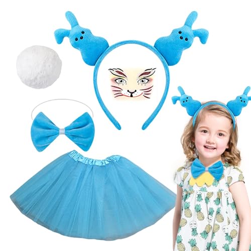 Trveqhk Hasen-Kostüm-Set, buntes Hasen-Kostüm-Set, lustiges Cosplay-Zubehör, bezaubernde Outfits für Damen, Mädchen von Trveqhk