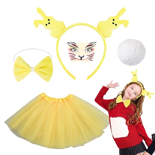 Trveqhk Hasenkostüm-Set – buntes Halloween-Outfit-Set – lustiges Cosplay-Zubehör, entzückende Outfits Requisiten für Frauen und Mädchen von Trveqhk