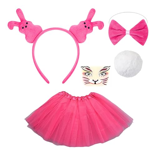 Trveqhk Osterhasen-Kostüm, buntes Hasen-Kostüm-Set, lustiges Cosplay-Zubehör, bezaubernde Outfits für Damen, Mädchen von Trveqhk