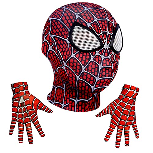 Tryfansty Spiderman Mask, Spider-Man Gloves für Kinder Erwachsene Unisex Halloween Maske Deadpool Maske für Halloween Weihnachten Cosplay Film Rolle Party (A) von Tryfansty