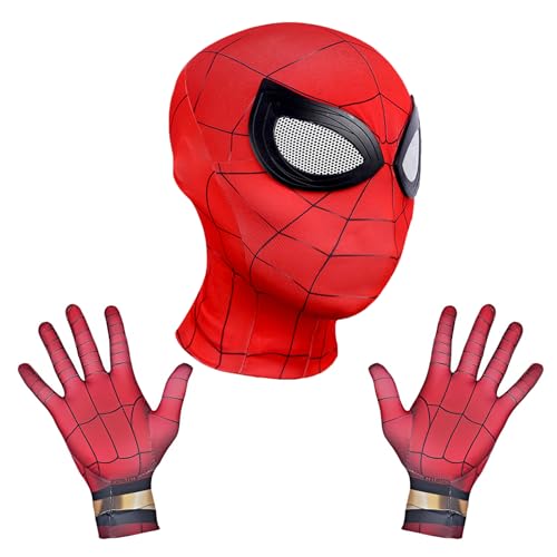 Tryfansty Spiderman Mask, Spider-Man Gloves für Kinder Erwachsene Unisex Halloween Maske Deadpool Maske für Halloween Weihnachten Cosplay Film Rolle Party (D) von Tryfansty