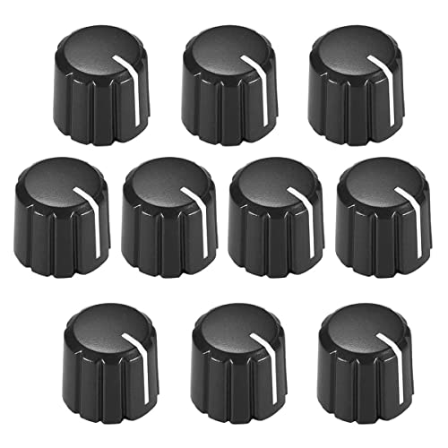 Tsadeer Potentiometersteuerknöpfe, 10 Stück, für Lautstärkeregler, E-Gitarre, Schwarz, Typ D, 6 mm Tsadeer Potentiometersteuerknöpfe, 10 Stück, für Lautstärkeregler, E-Gitarre, Schwarz, Typ D, 6 mm von Tsadeer