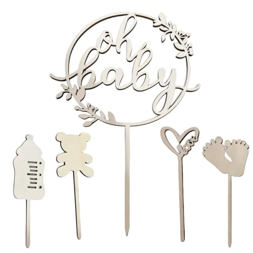 5 Stück Babyparty Cake Topper Oh Baby Deko Cake Topper Gender Reveal Party Deko Baby Shower Deko Holz Windeltorte Topper Kindertaufe Schmücken Tortenaufsatz Aus für Mädchen Junge 5 Stück Babyparty Cake Topper Oh Baby Deko Cake Topper Gender Reveal Party Deko Baby Shower Deko Holz Windeltorte Topper Kindertaufe Schmücken Tortenaufsatz Aus für Mädchen Junge von Tsangbaby