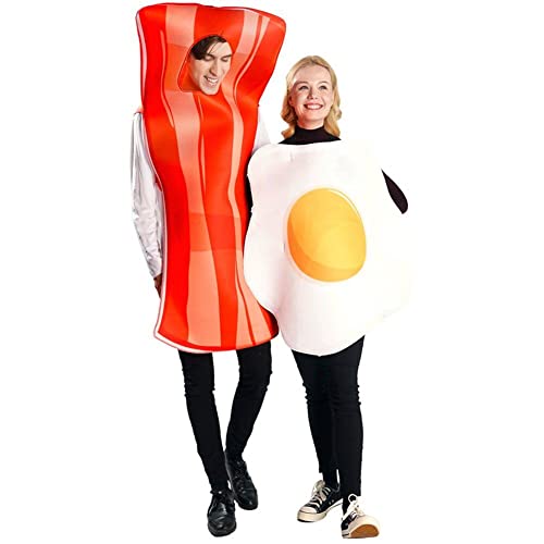 Tsffae 2 Teile/satz Erwachsene Paare Ei Und Kostüm Halloween Cosplay Party Kleid Lustige Lebensmittel Outfits Liebhaber Unisex Frühstück Essen Anzug Für Erwachsene von Tsffae