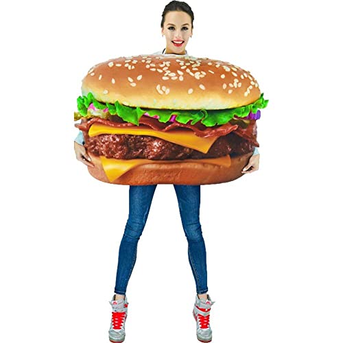 Tsffae Hamburger-Kostüm für Erwachsene, Halloween-Essen-Kostüm, Verkleidung, Unisex, lustiger Burger-Overall, Cosplay-Kostüm für Karneval, Mottoparty von Tsffae