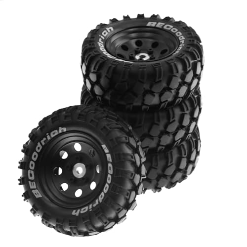 TsoLay 4 Stück 1,9 Metallfelge Gummireifen für 1/10 RC Crawler TRX4 SCX10 D90 4103 90046 FR4 FMS NT4-Schwarz Ersatzteile Zubehör von TsoLay